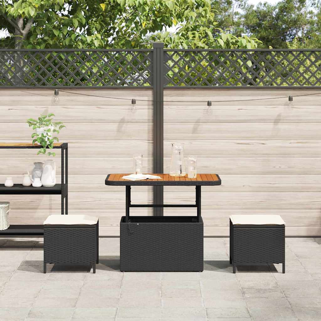 Garden Dining Set Black Poly rattan
