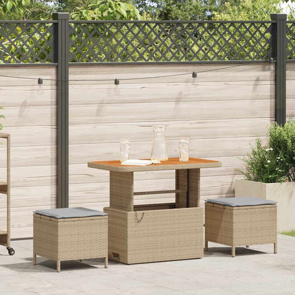 Garden Dining Set Beige Poly rattan