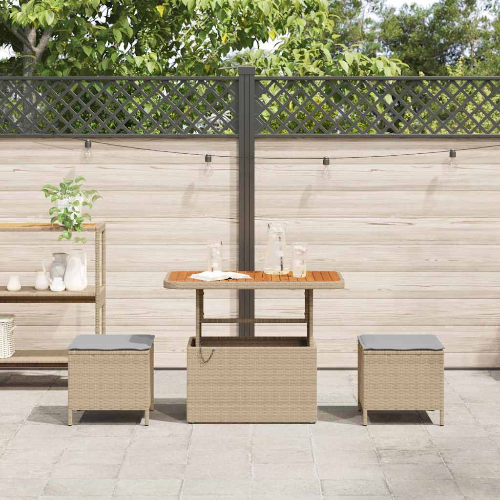 Garden Dining Set Beige Poly rattan