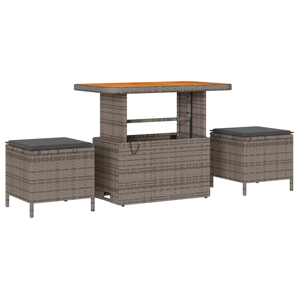 Garden Dining Set Grey Poly rattan