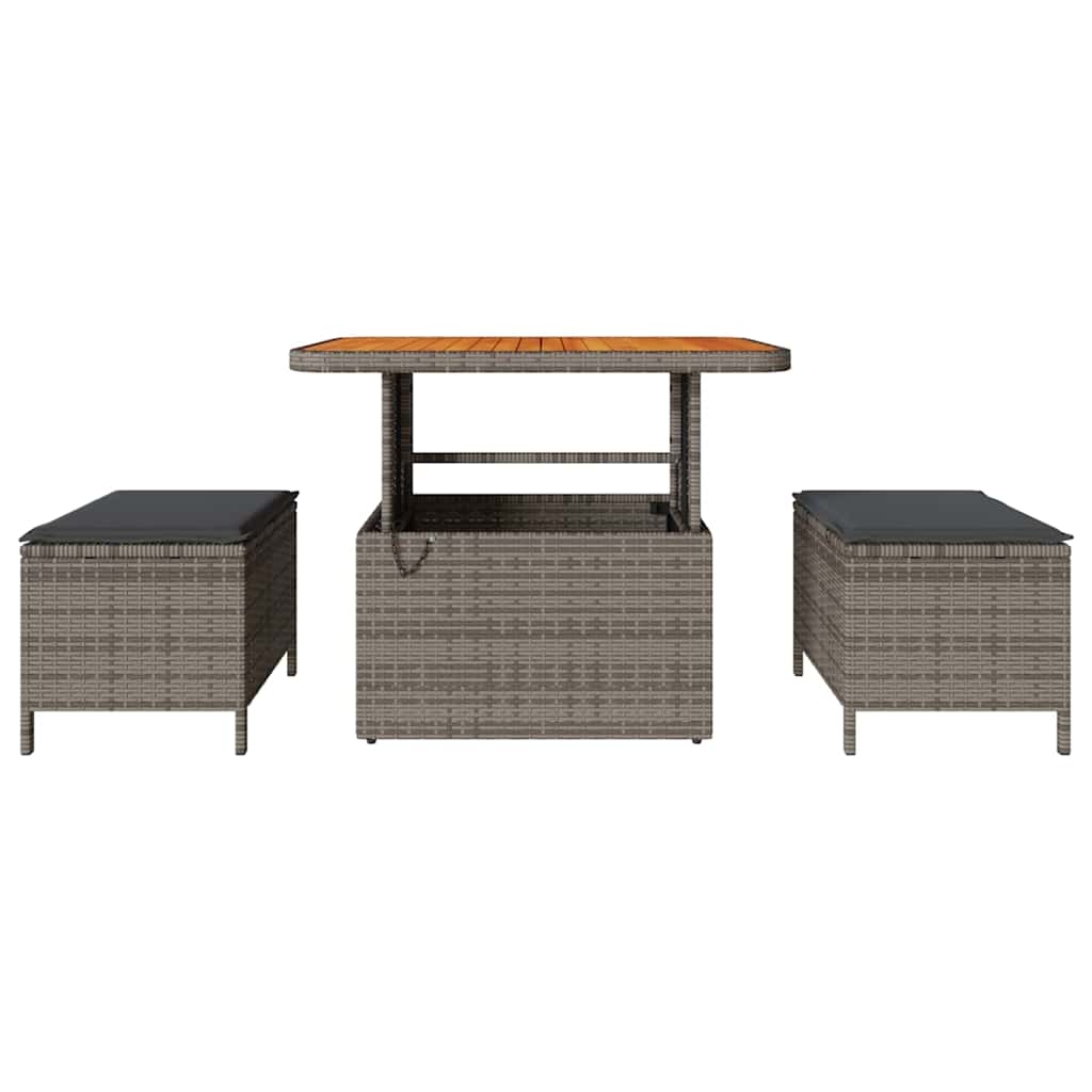 Garden Dining Set Grey Poly rattan