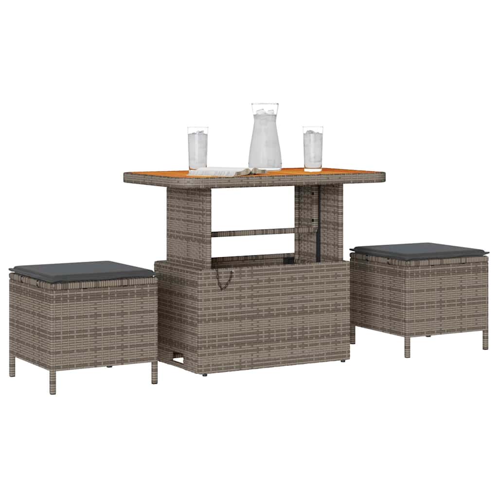 Garden Dining Set Grey Poly rattan