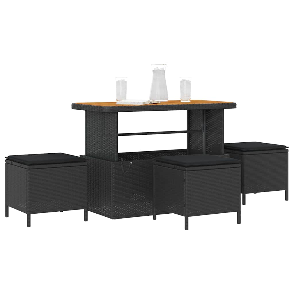 Garden Dining Set Black Poly rattan