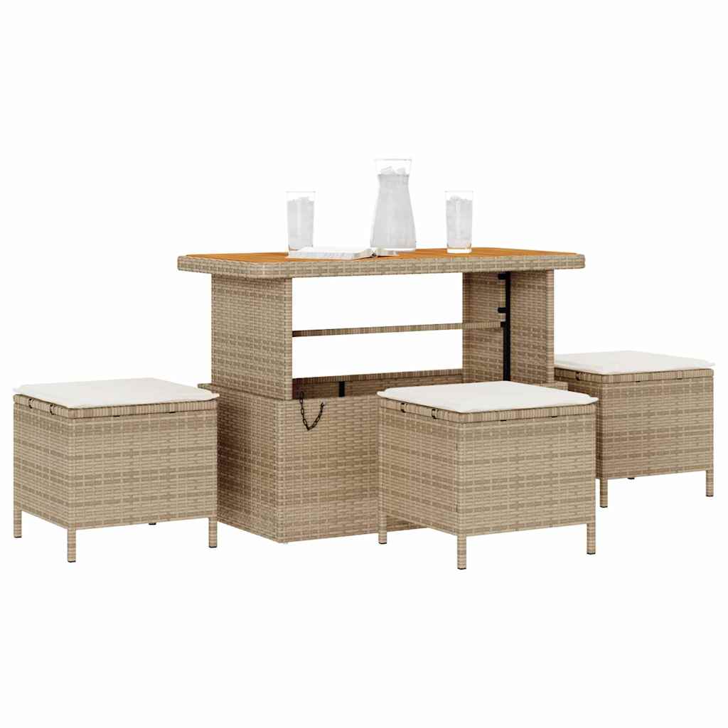 Garden Dining Set Beige Poly rattan