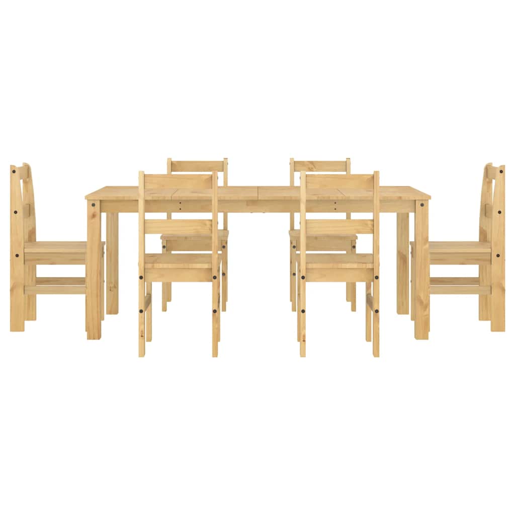 7 Piece Dining Set Panama Solid Wood Pine