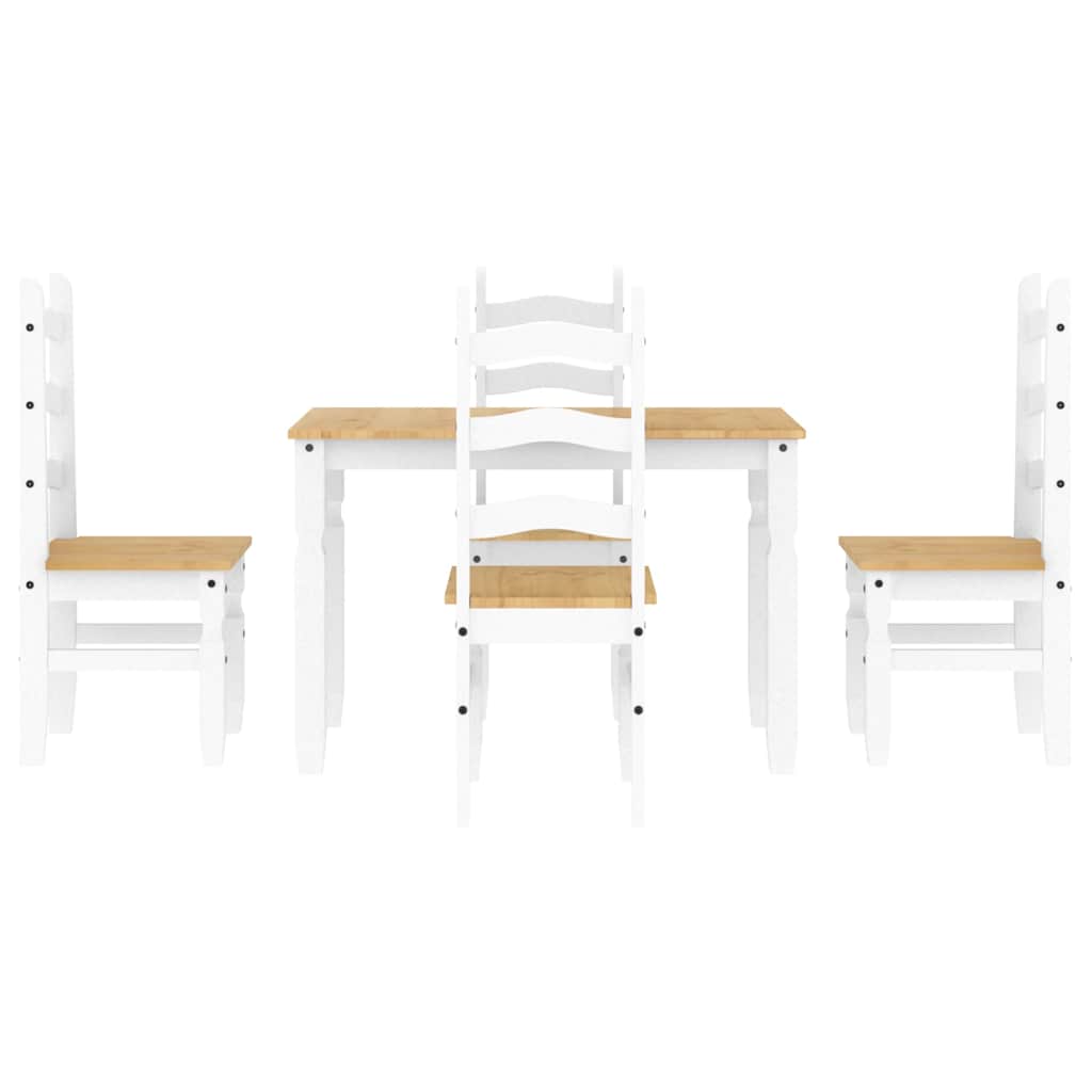 5 Piece Dining Set Panama White Solid Wood Pine