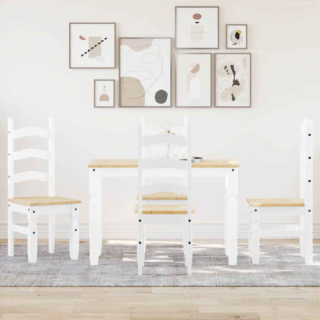 5 Piece Dining Set Panama White Solid Wood Pine