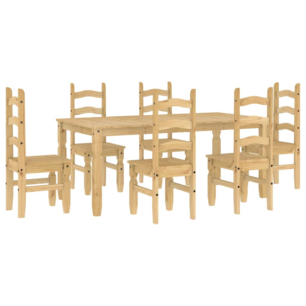7 Piece Dining Set Panama Solid Wood Pine
