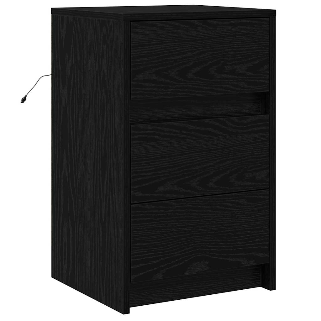 Bedside Cabinet with Black oak 38 x 34 x 61 cm Engineered wood