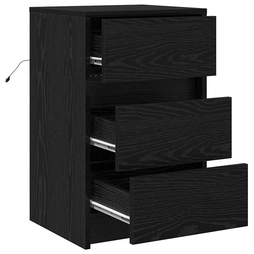 Bedside Cabinet with Black oak 38 x 34 x 61 cm Engineered wood