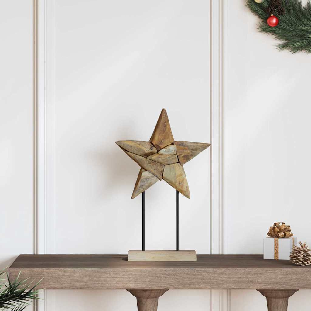 Christmas Star Brown 30 x 5 x 45 cm Solid Teak Wood