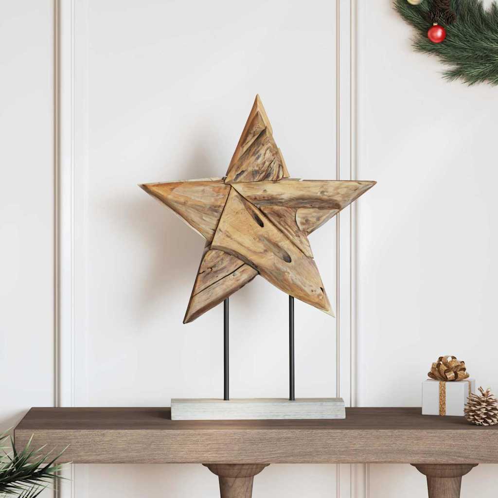 Christmas Star Brown 45 x 5 x 60 cm Solid Teak Wood