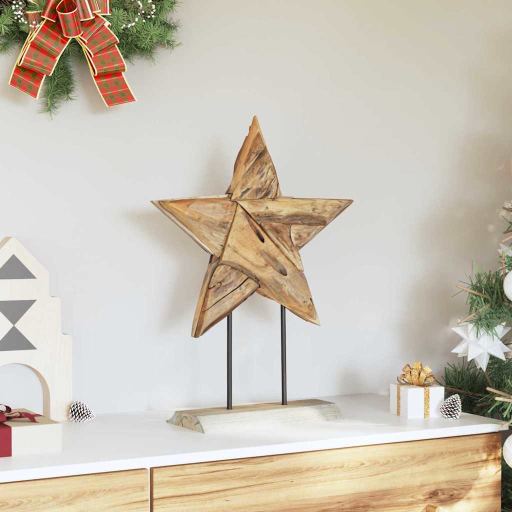 Christmas Star Brown 45 x 5 x 60 cm Solid Teak Wood