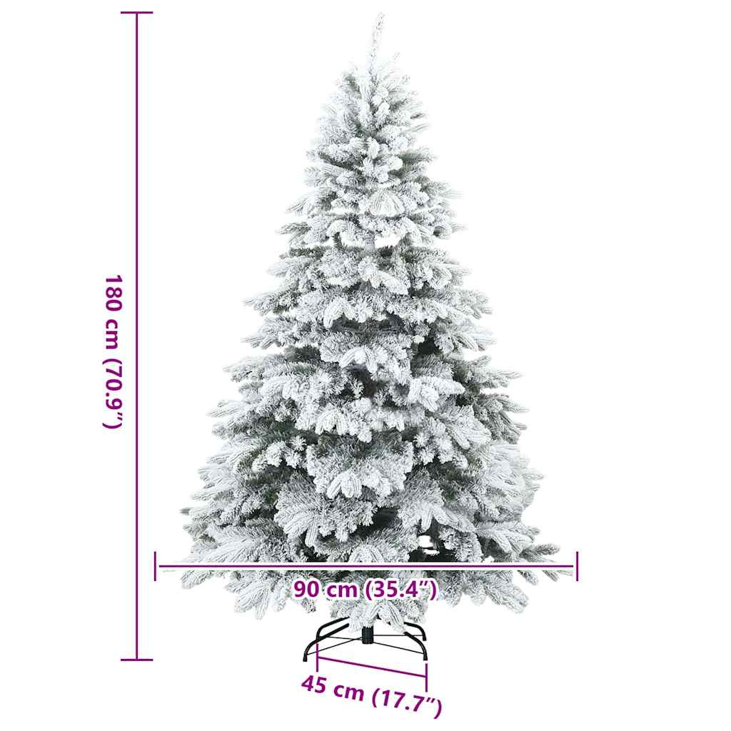 Artificial Hinged Christmas Tree Snow Flocked White 180 cm