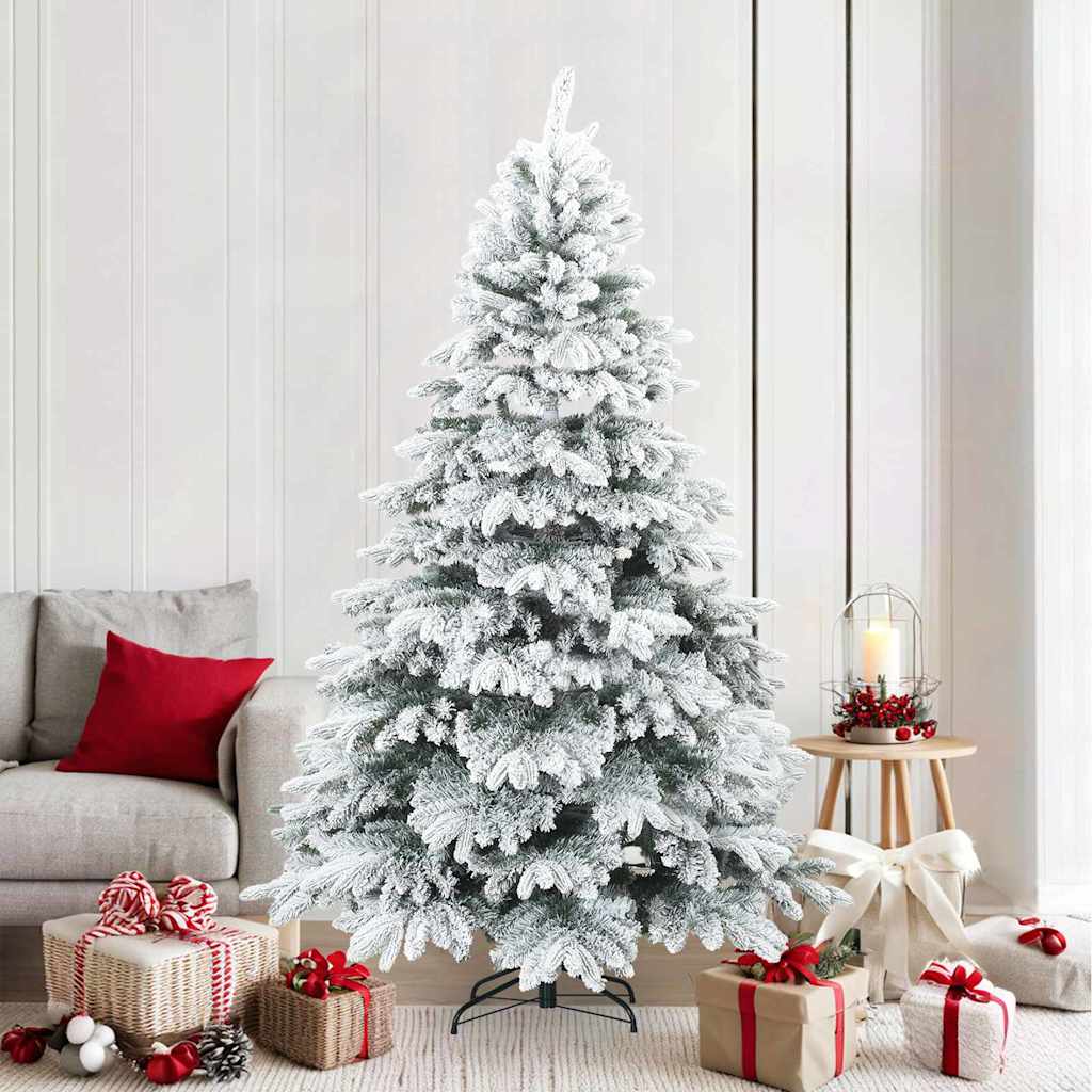 Artificial Hinged Christmas Tree Snow Flocked White 210 cm