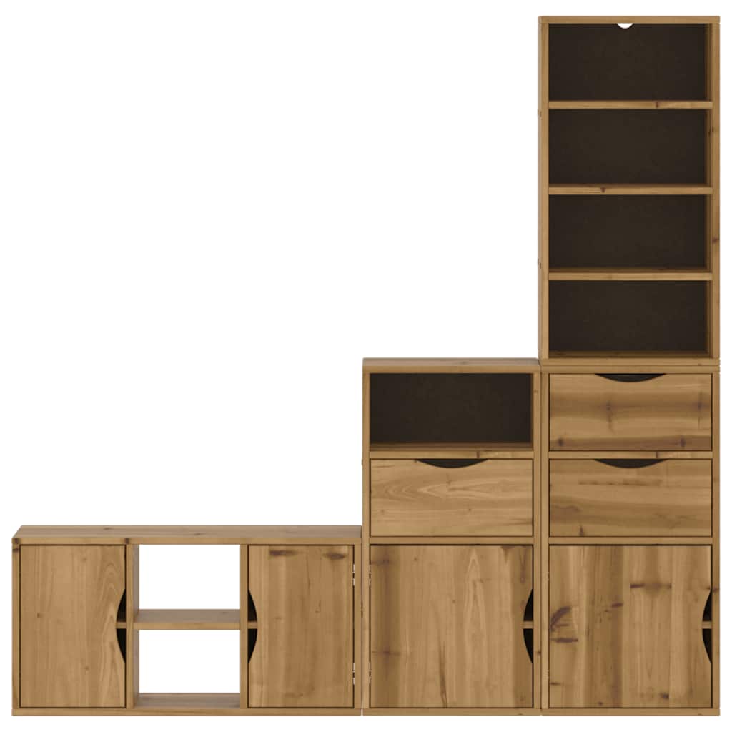 4 Piece TV Units with Storage ODDA Solid Wood Pine