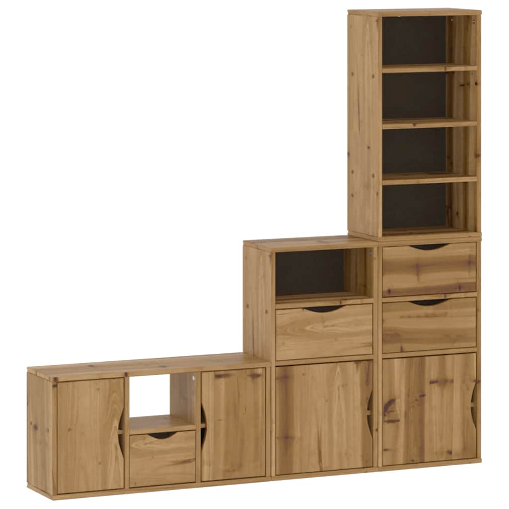 4 Piece TV Units with Storage ODDA Solid Wood Pine