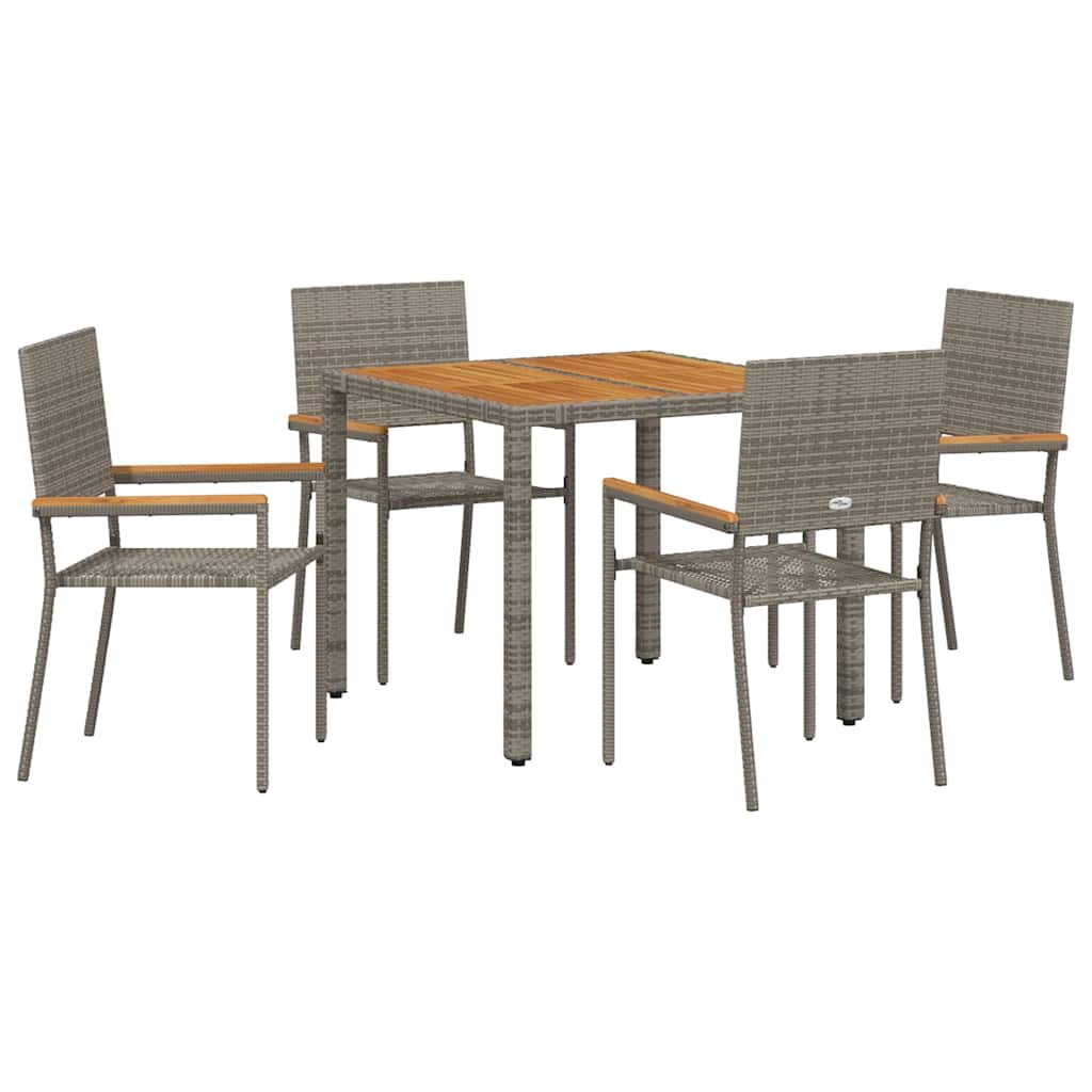 Garden Dining Set 5 pcs Grey 90 x 90 x 75 cm Poly Rattan