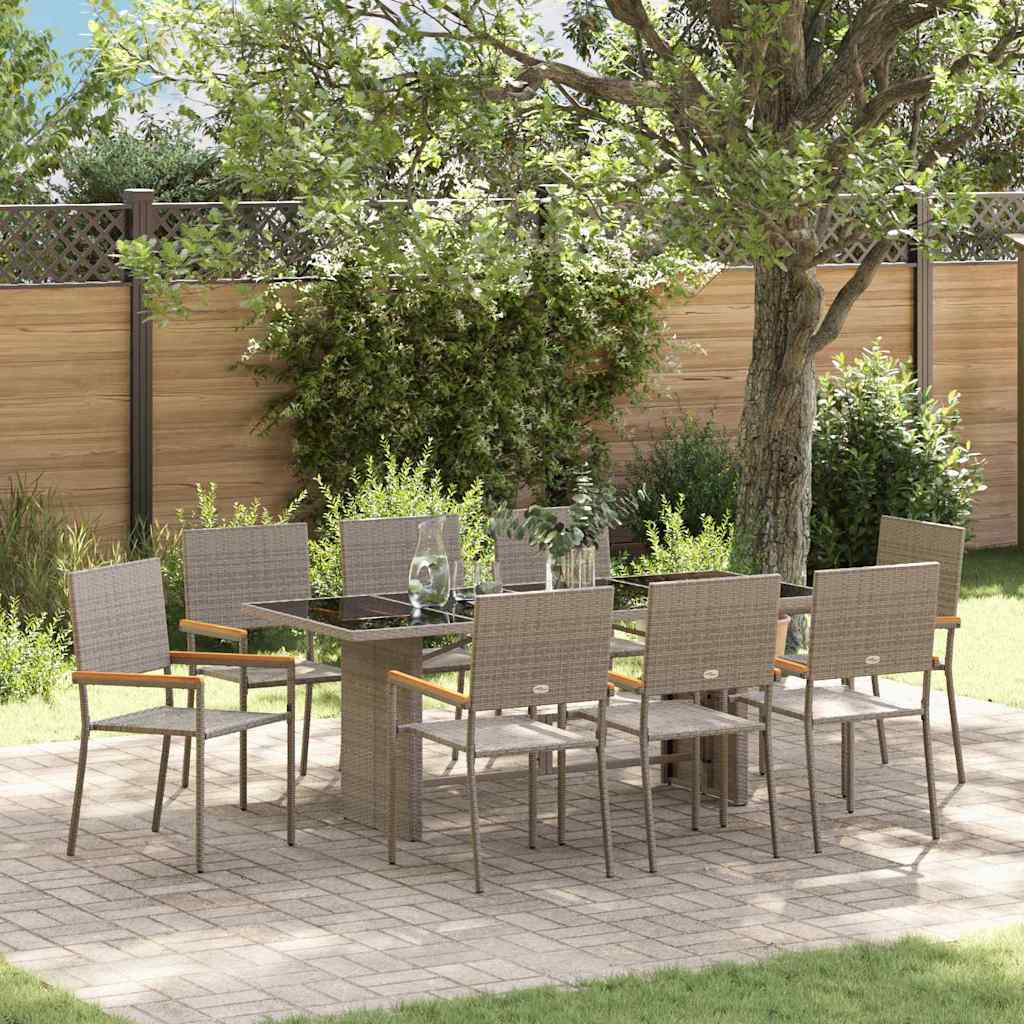 Garden Dining Set 9 pcs Grey 190 x 80 x 75 cm Poly Rattan