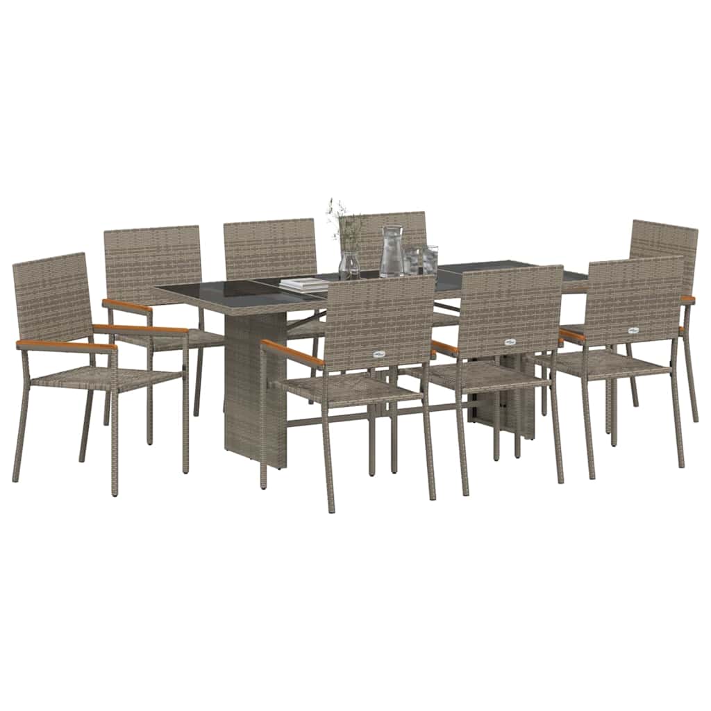 Garden Dining Set 9 pcs Grey 190 x 80 x 75 cm Poly Rattan