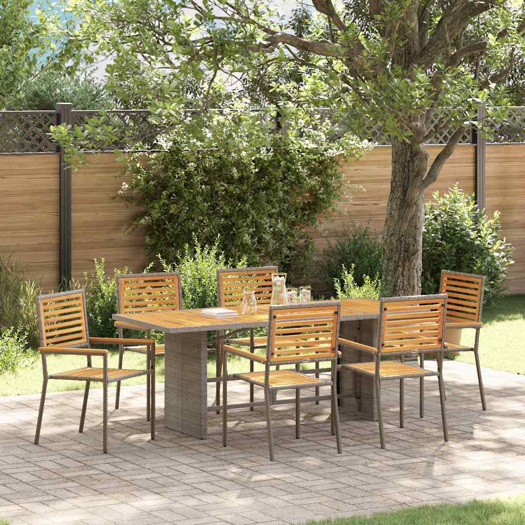 Garden Dining Set 7 pcs Grey 190 x 80 x 75 cm Poly Rattan