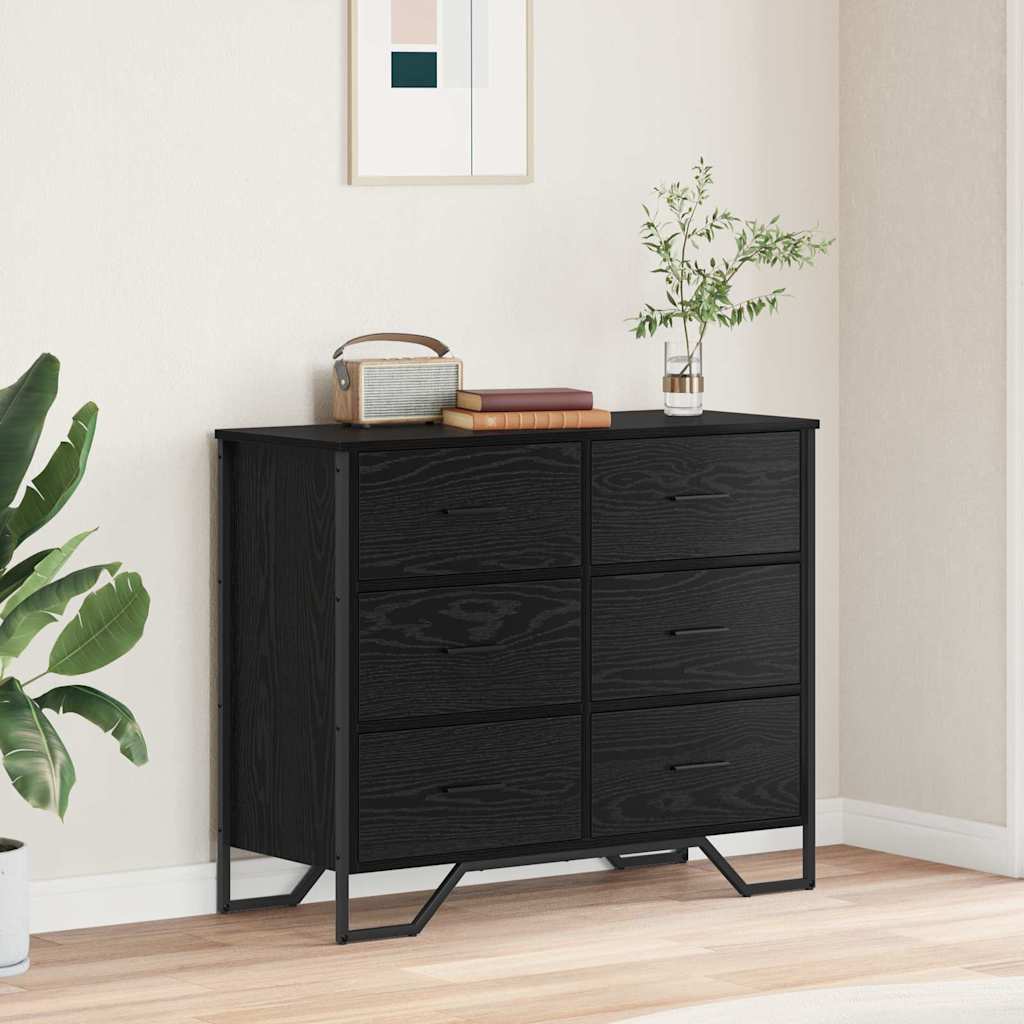 Chest of Drawers Black oak 91 x 35.5 x 74.5 cm Engineered wood