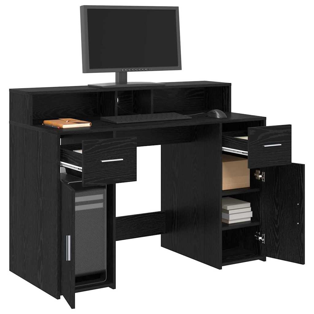 Desk with Drawer Black oak 120 x 55 x 91 cm Engineered wood