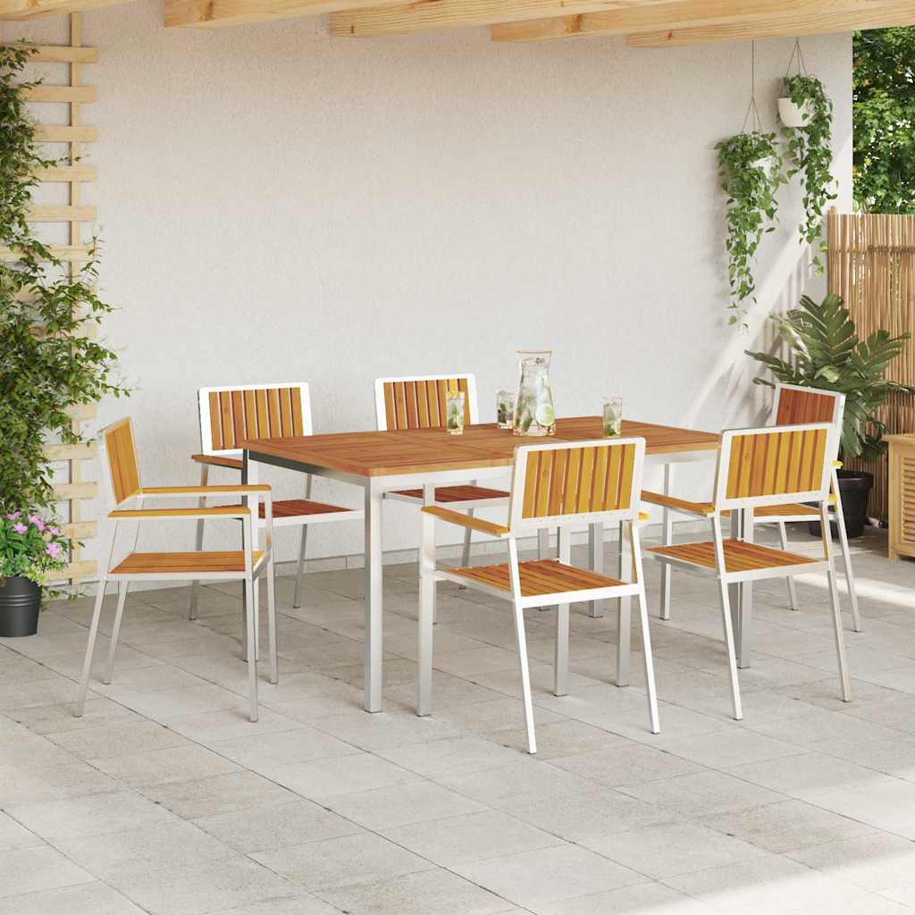 Garden Dining Set 7 pcs Brown Solid acacia wood