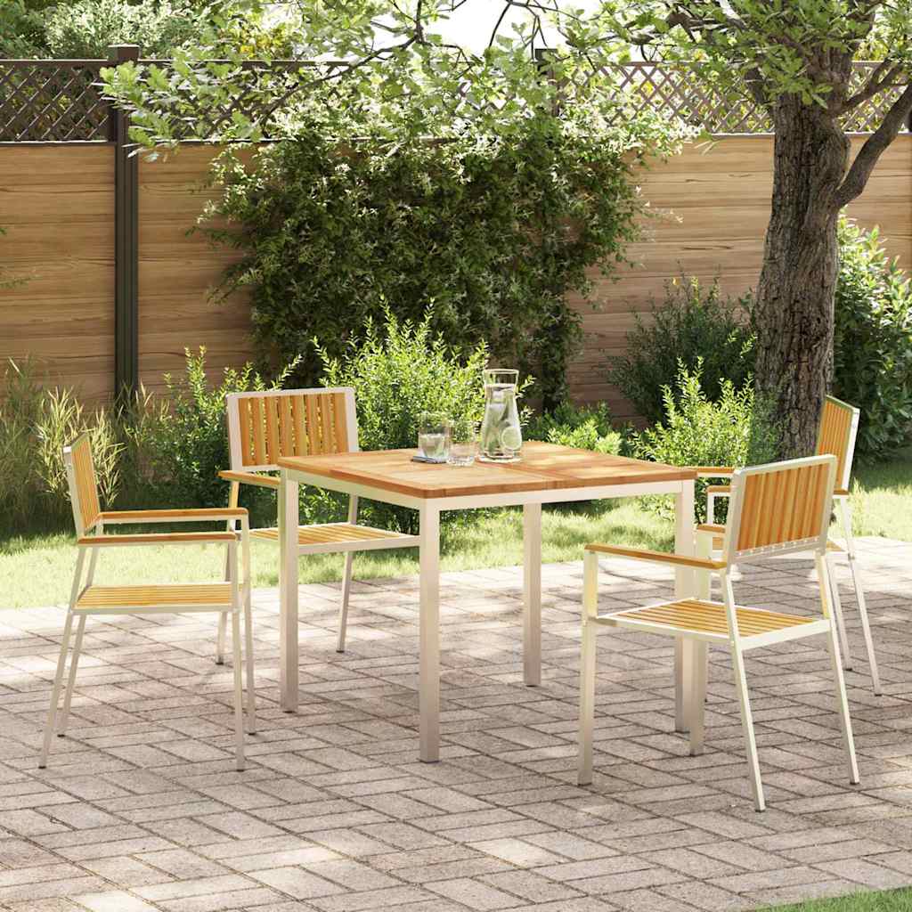 Garden Dining Set 5 pcs Brown Solid teak wood