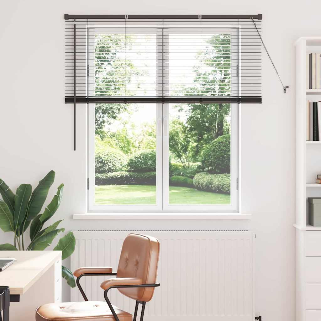 Window Blind with Curtains Manual Black Aluminium