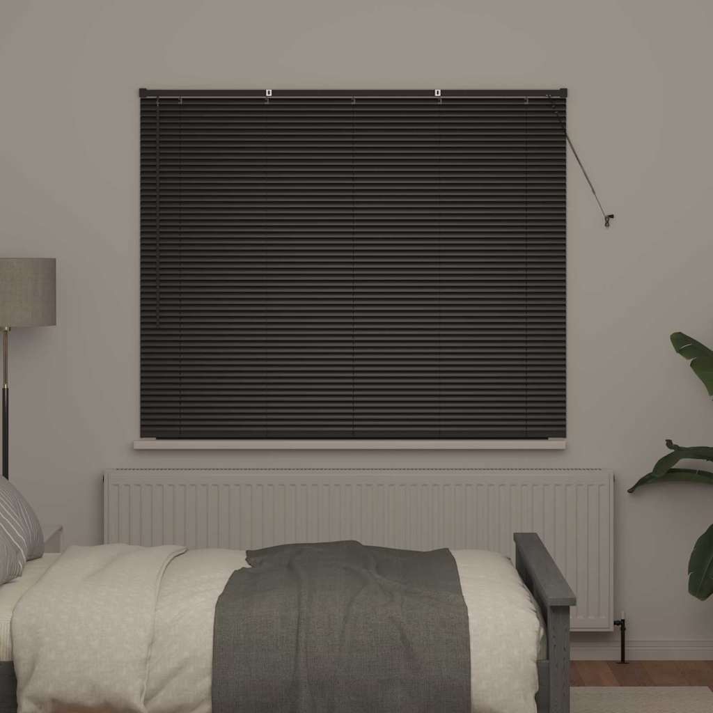 Window Blind with Curtains Manual Black Aluminium