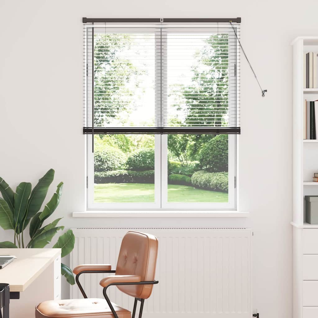 Window Blind with Curtains Manual Black Aluminium