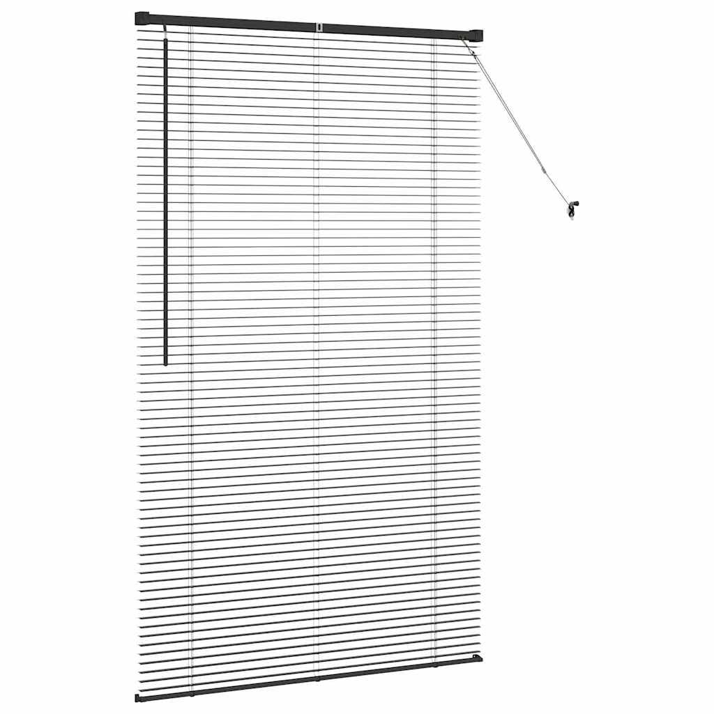 Window Blind with Curtains Manual Black Aluminium