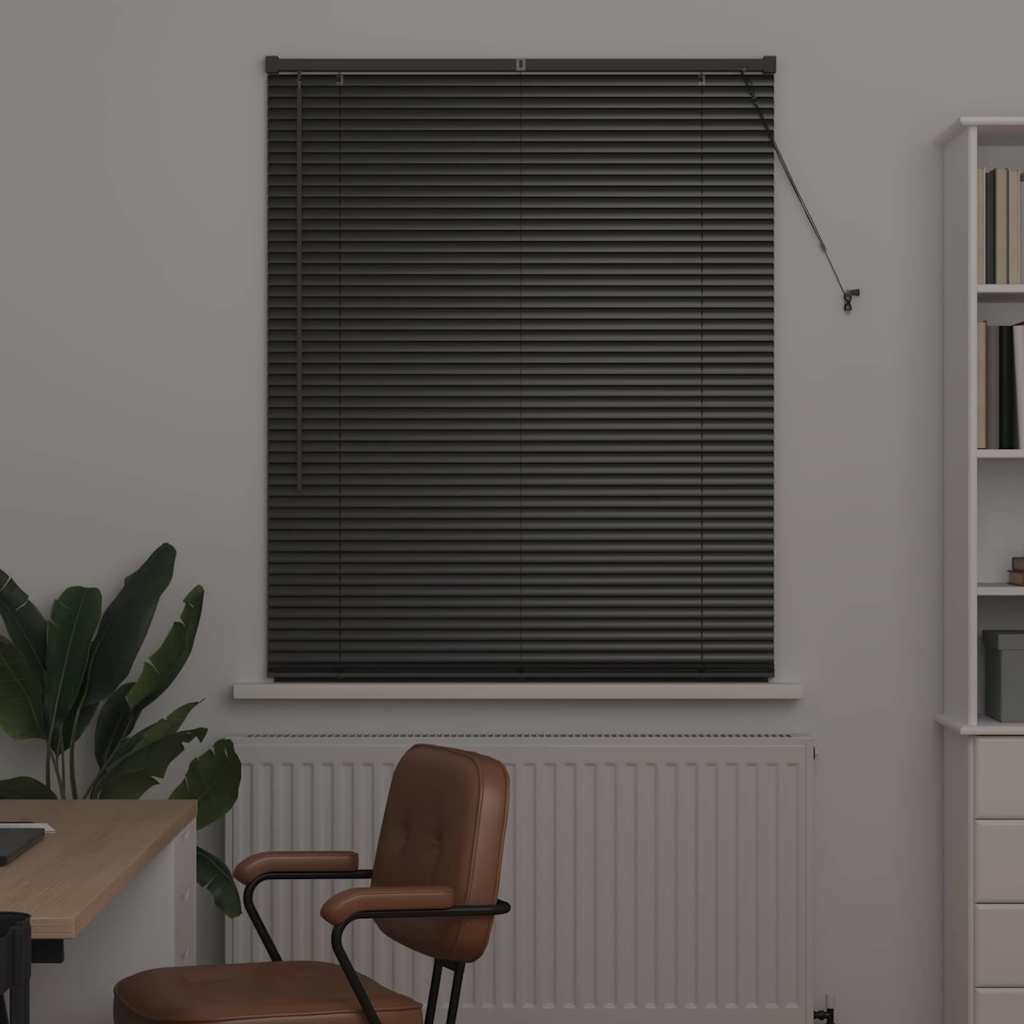 Window Blind with Curtains Manual Black Aluminium