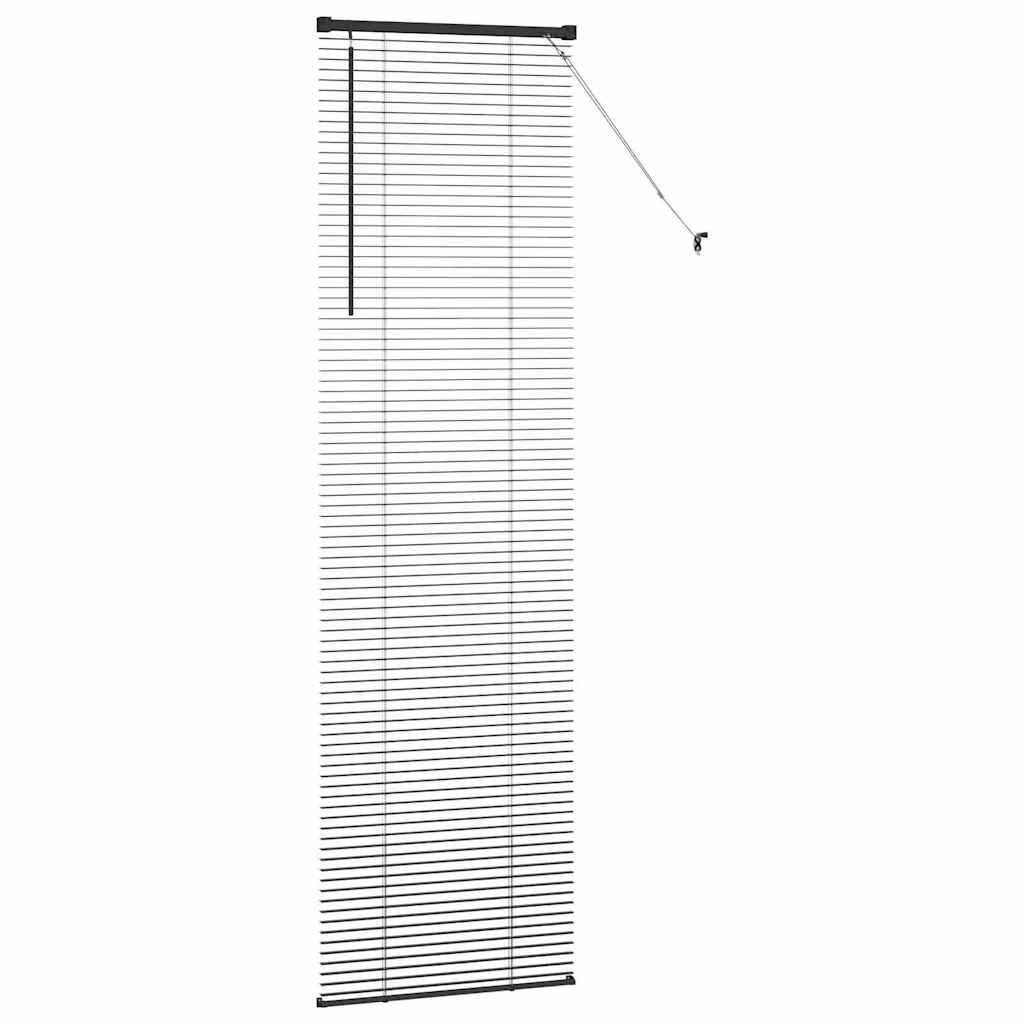 Window Blind with Curtains Manual Black Aluminium