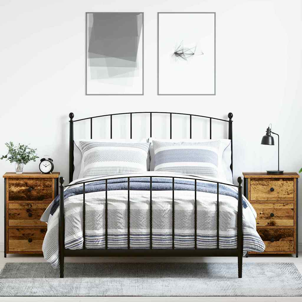 Bedside Cabinet with Drawer 2 pcs Old wood