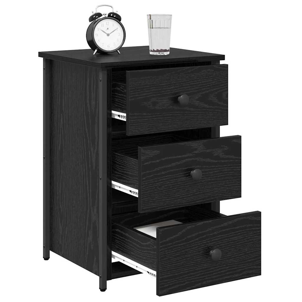Bedside Cabinet with Drawer 2 pcs Black oak