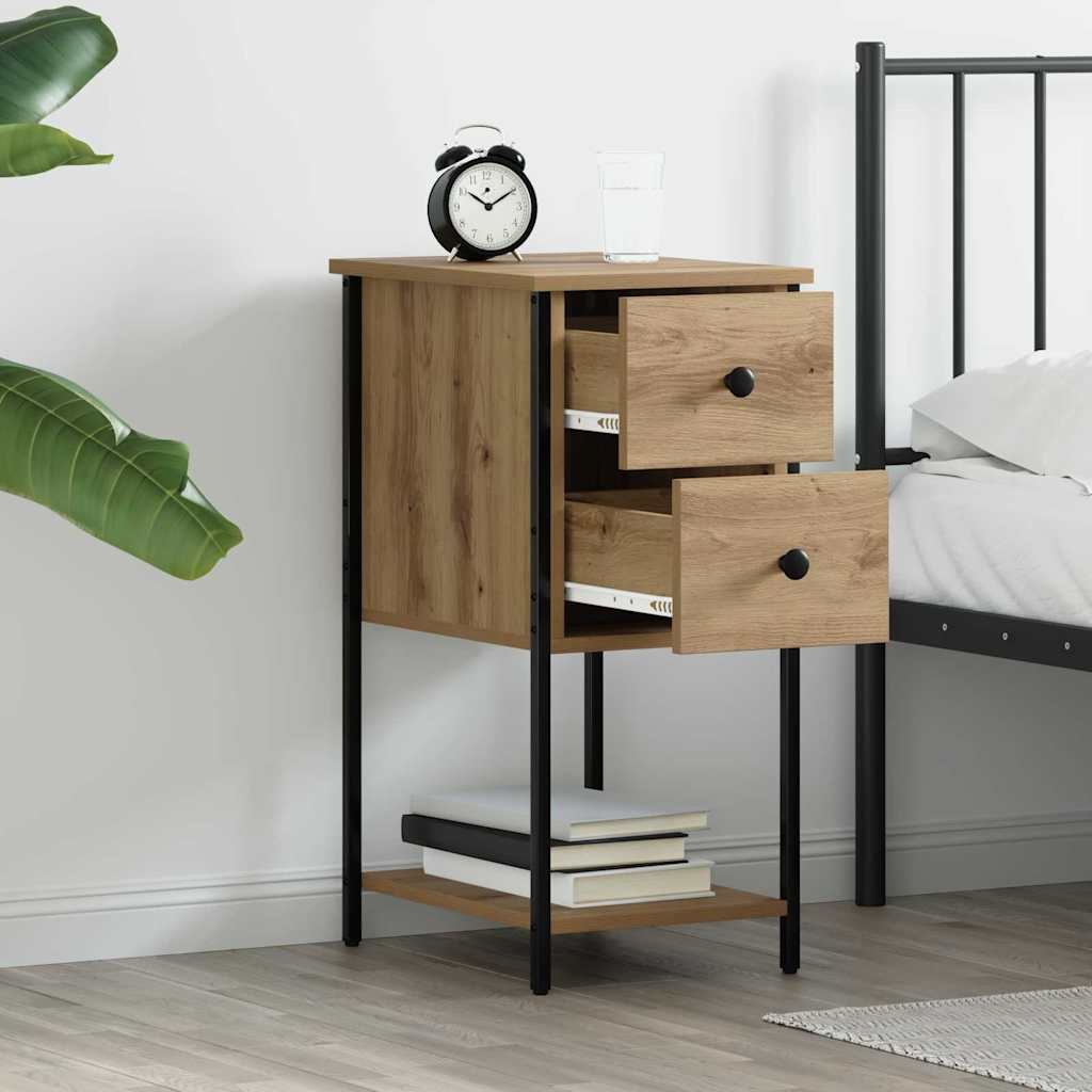 Bedside Cabinet with Drawer 2 pcs Artisan oak 32 x 42 x 70 cm