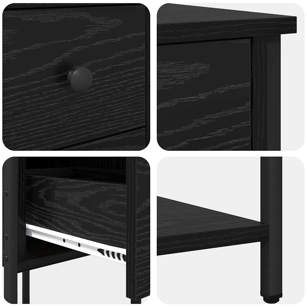 Bedside Cabinet Black oak 32 x 42 x 70 cm Engineered wood