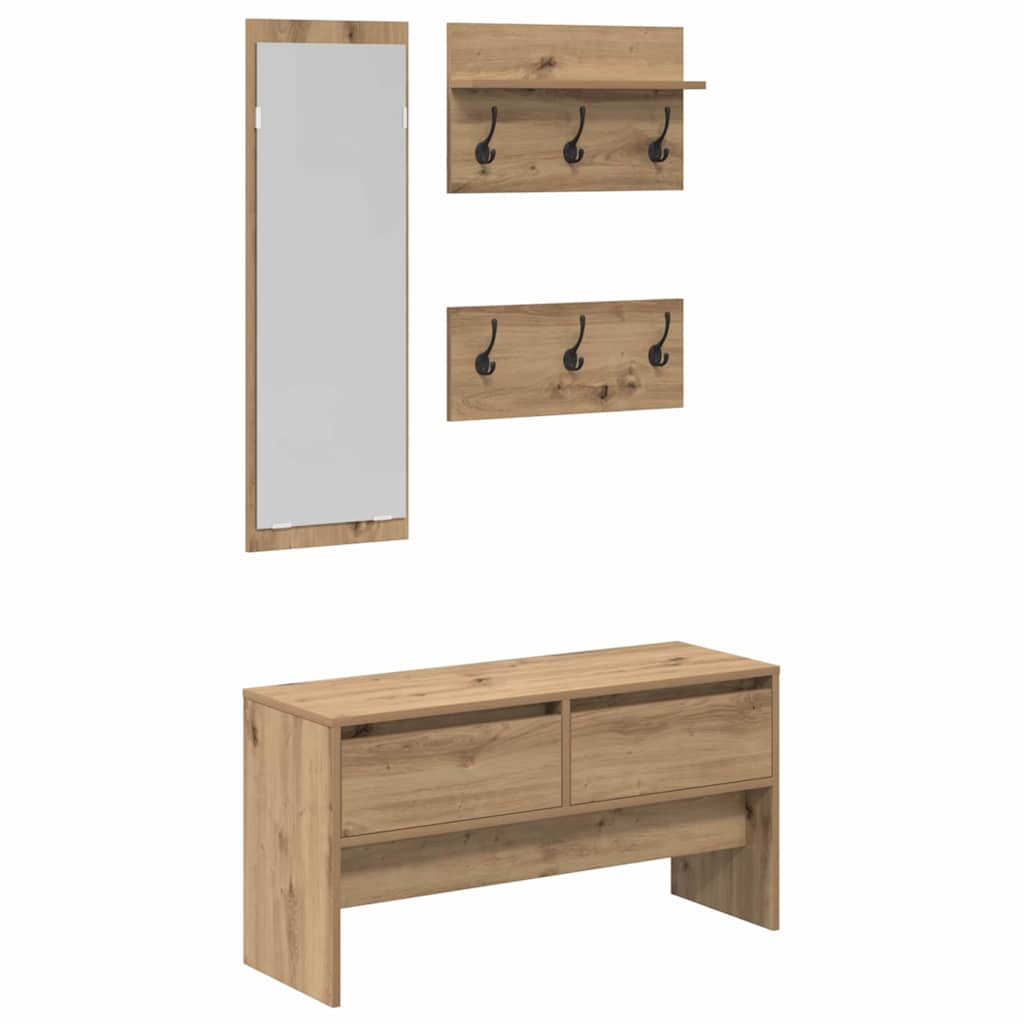 Hallway Furniture Set 4 pcs Black oak 90 x 31 x 46.5 cm