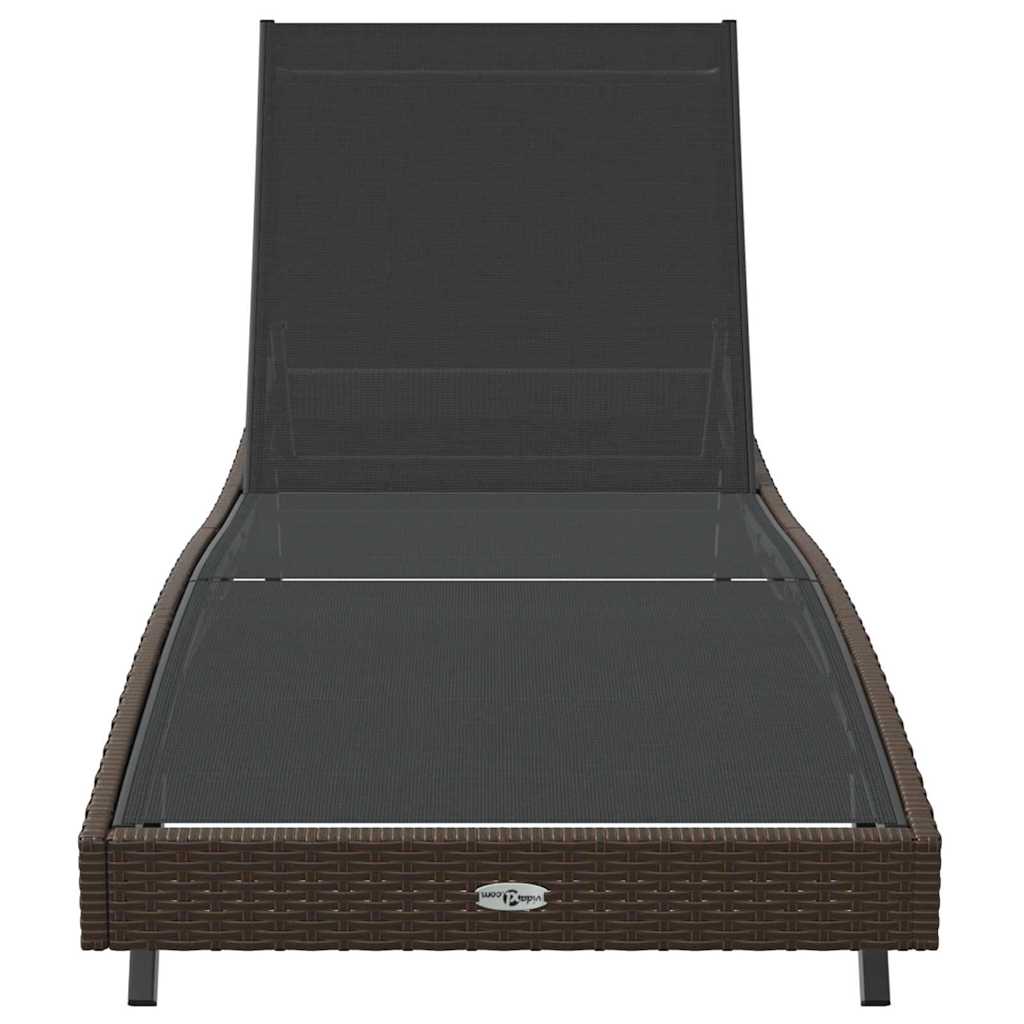 Sunlounger Brown 70 x 197 x 82 cm Poly Rattan and Metal