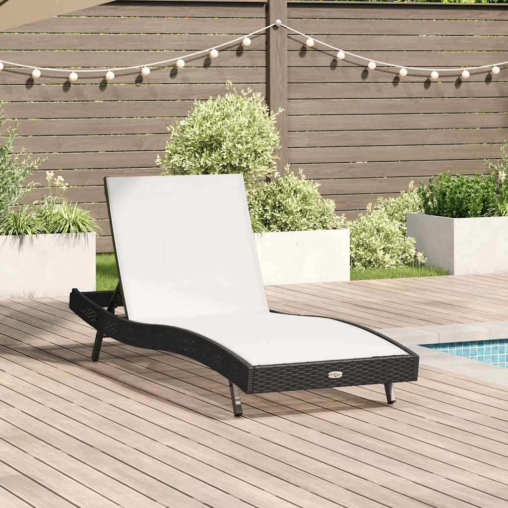 Sunlounger Reclining 1-person Black and White 70 x 197 x 82 cm