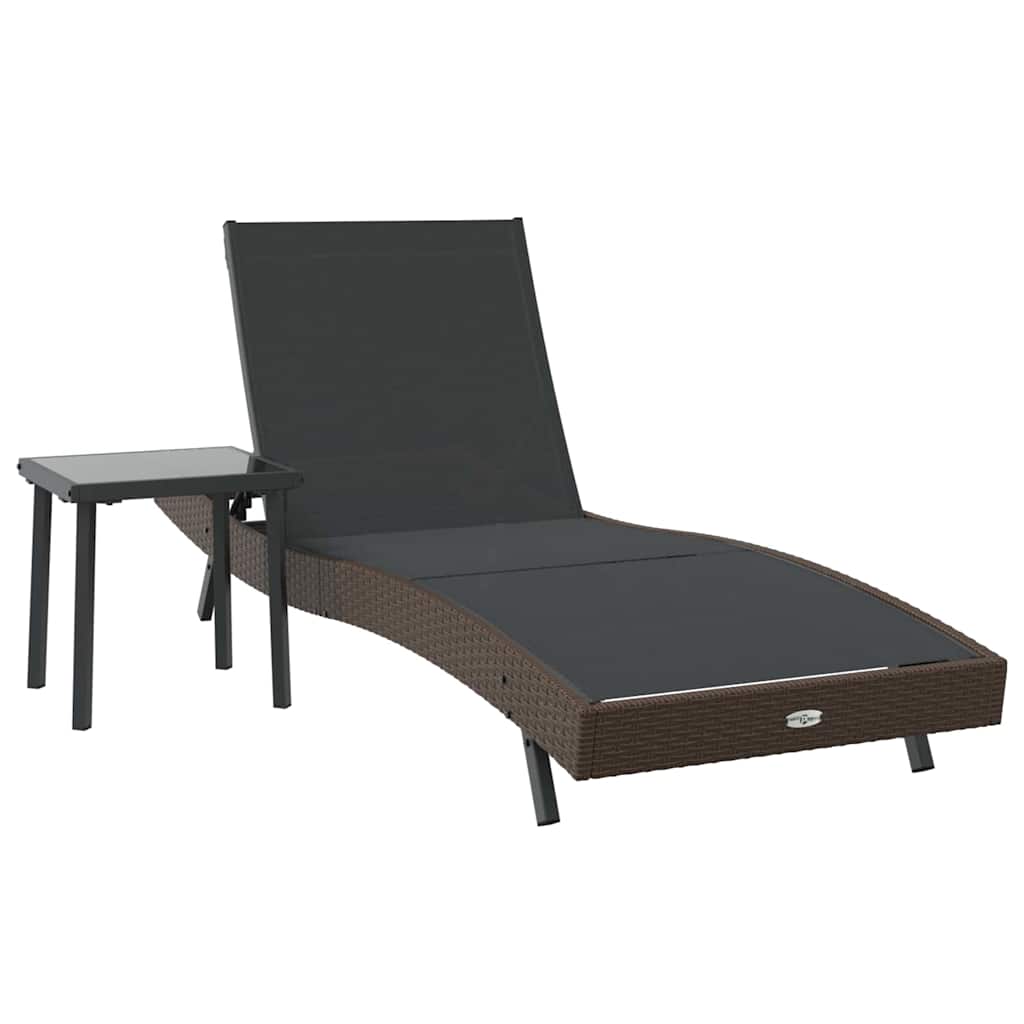 Sun Lounger with Table 2 pcs Brown, black 40 x 40 x 40.5 cm