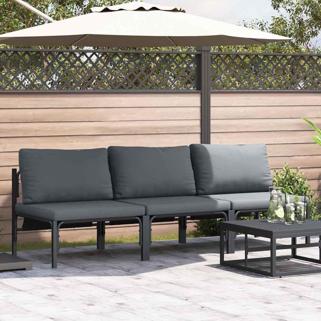 Outdoor Furniture with Cushion with Pillow Anthracite Steel