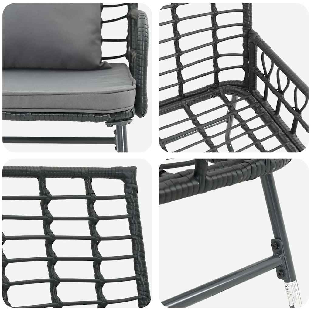 Garden Bench Black and Anthracite Poly rattan, steel