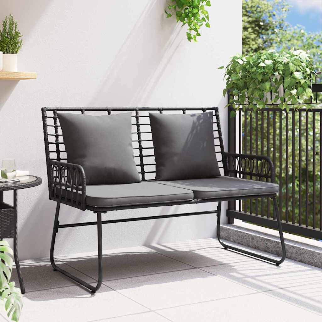 Garden Bench Black and Anthracite Poly rattan, steel
