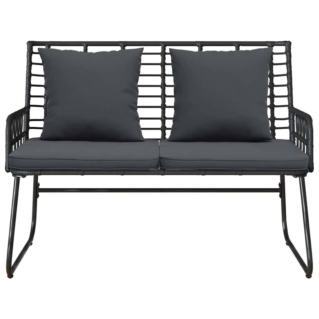 Garden Bench Black and Anthracite Poly rattan, steel