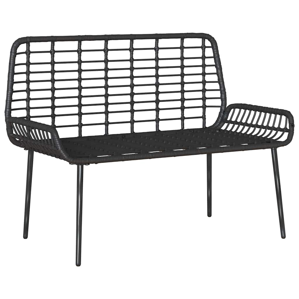 Garden Bench Black and Anthracite Poly rattan and steel