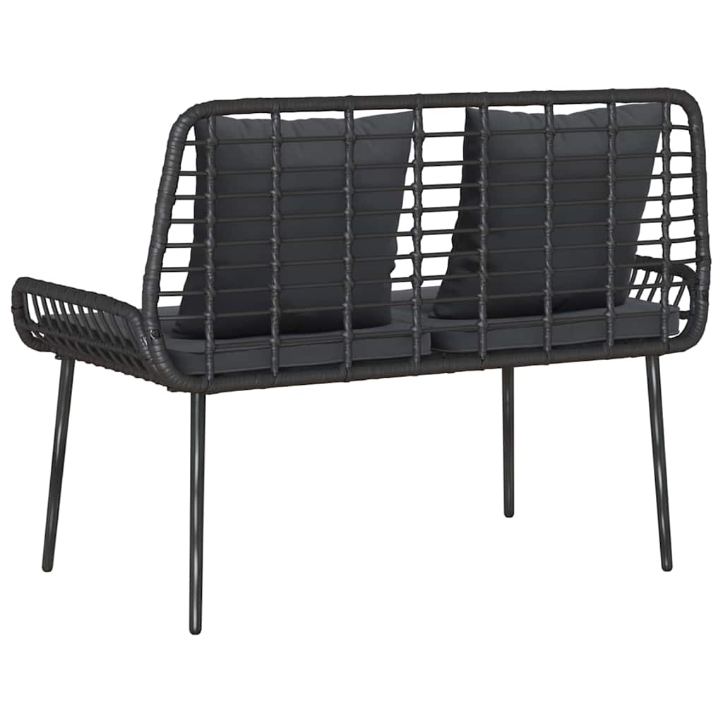 Garden Bench Black and Anthracite Poly rattan and steel