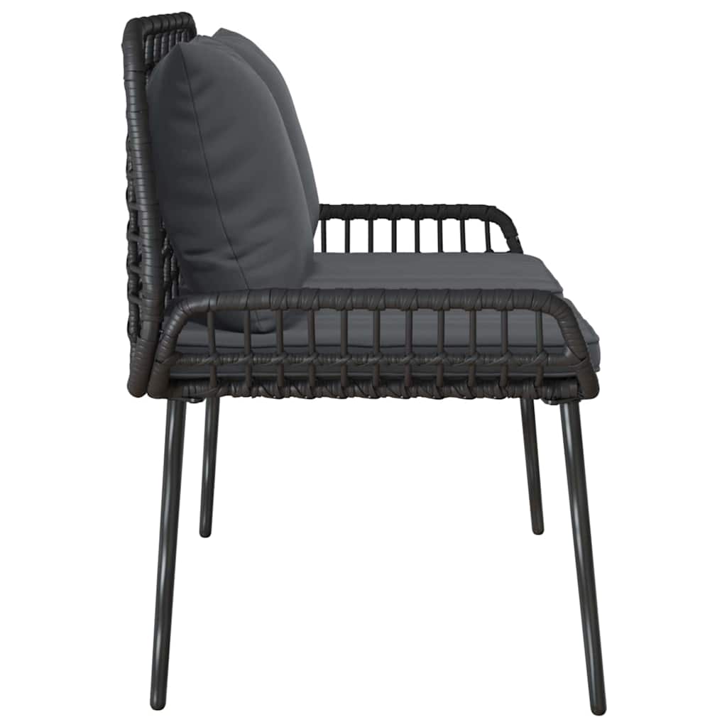 Garden Bench Black and Anthracite Poly rattan and steel